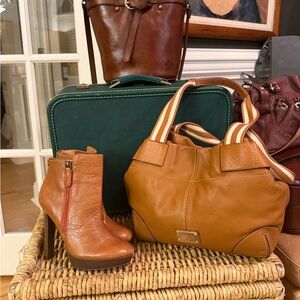 Michael Kors Tan Tote with Striped Handles